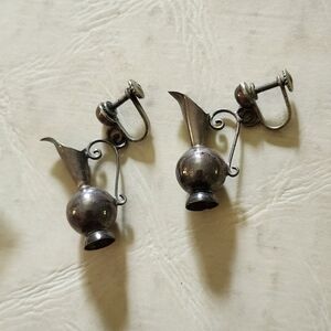 Vintage 925 Sterling Silver Mexico Signed Water Pitcher Earrings
